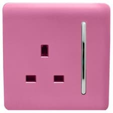 Image of Trendi 1 Gang Artistic Modern Glossy 13 Amp Switched Tactile Plug Socket Pink