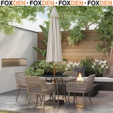 Image of 4 Seater Rattan Garden Dining Set with Table Chairs and Parasol Hole for Patio