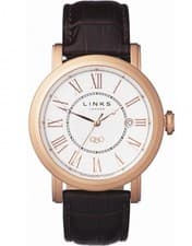 Image of LINKS OF LONDON Men's Rose Gold Vermeil Leather Strap Richmond Watch RRP650