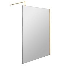 Image of Nuie 1200mm x 1850mm Wetroom Shower Screen with Brushed Brass Support Bar - WRSC