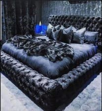 Image of CHESTERFIELD CRUSHED VELVET AMBASSADOR BED WITH & WITHOUT MATTRESS