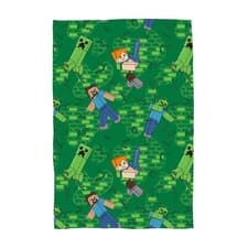Image of Minecraft Levels Blanket Bed Throw Soft Fleece Green Children's Gamer Official