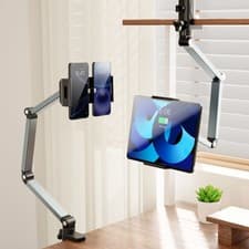 Image of Multipurpose Desktop Tablets Phones Mount Holder Arm 360 Swivels Foldable Clamp