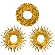 Image of Wall Mirrors Pack of 3 Round Gold Mirrors for Living Room Home Decor and Bedroom