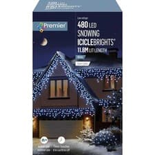 Image of 480 LED White Snowing Icicle Lights Timer Christmas Lights 11.8M Lit Length