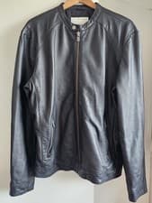 Image of Jack & Jones Premium Mens Leather Jacket, Extra Large (XL), Black (Never Worn)