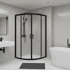 Image of Quadrant Shower Enclosure With Tray 800/900mm Matt Black Glass Doors Cubical