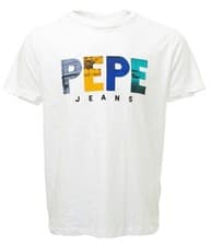 Image of PEPE JEANS men's white logo short sleeve tee shirt EDISON PM507142 white M