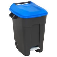 Image of Refuse / Wheelie Bin With Quick Release Foot Pedal 100L - Blue Robust Handles