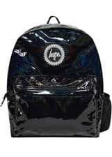 Image of BNWT Hype Holo Black Patent Shiny Kids Adults Rucksack Backpack