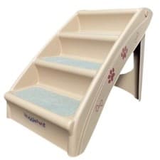 Image of HugglePets Pet Stairs Plastic Folding Dog Step & Carpet Lightweight Sofa Access