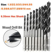 Image of 1.5mm-10mm Wood Drill Bit Or Set HSS Woodworkin Hex Shank Twist Bits