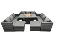 Image of Fimous Rattan Garden Furniture Sofa Sets Outdoor Patio Gas Fire Pit Dining Table