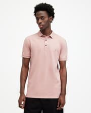 Image of AllSaints Men's Pink Cotton Polo Shirt Short Sleeve Collared UK Size XS