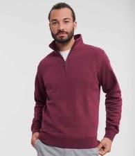Image of Russell Authentic Zip Neck Sweatshirt Polycotton Drup Shoulder YKK Zip Casual