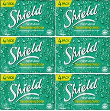 Image of Shield Fresh Aqua Deodorising Soap Bars Vegan Clean Bulk 115g Pack Of 4 x 6 (24)