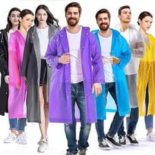 Image of Raincoat Waterproof Poncho Reusable Plastic Adult Camping Festival Rain Coat