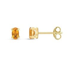 Image of 9ct yellow gold 5mm x 3mm Oval Citrine Claw Set Stud Earrings