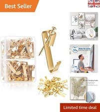 Image of 30 lbs Capacity Gold Picture Frame Hanging Kit - 80 pcs for Home Organization