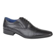 Image of Roamers Mens 4 Eyelet Punched Cap Leather Oxford Shoes  DF1314