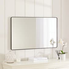 Image of Wall Mirror Chic Medium Rectangular - Black Metal Rectangle Frame 100 x 60cm