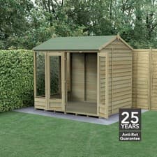 Image of Forest 4LIFE Reverse Apex Summerhouse 8x6 Double Door 5 Window Garden Shed