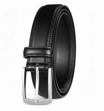 Image of Mens Genuine Leather Belt Real Belts New Buckle For Jeans Trouser Black Brown UK