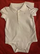 Image of New… Polo Ralph Lauren White Bodysuit Soft Cotton Baby Girl Top 9 Months