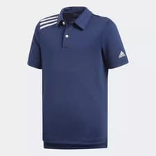 Image of adidas Golf Junior Boys Polo Shirt, Navy 3 Stripe or Blue Colourblock, NEW