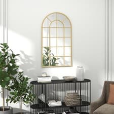 Image of 110 x 65 cm Arch Window Wall Mirror for Living Room, Bedroom, Hallway