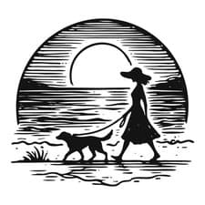 Image of Woman With Dog Sticker | Waterproof | Stickers For Laptop - For Any Laptop Size