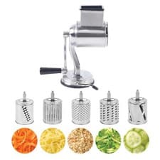 Image of Rotary Cheese Grater Hand Drum Slicer Crank Vegetable Chopper Stainless Steel