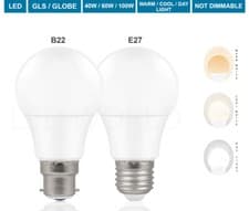 Image of LED GLS LIGHT BULBS 40w 60w 100w WARM/COOL WHITE BC/B22 ES/E27 Bayonet Daylight