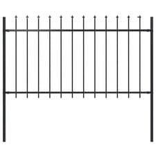 Image of Garden Fence with Spear  Steel 1.7x1 m Black U6T8
