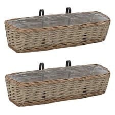 Image of VidaXL Balcony Planter 2 pcs Wicker with PE Lining 60 cm