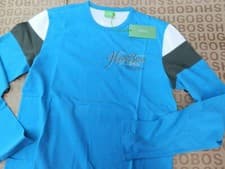 Image of Hugo Boss blue long sleeve cotton crew neck jeans suit t-shirt top togn jersey