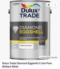 Image of Dulux Trade Diamond Eggshell Paint, 5L - Pure Brilliant White