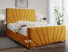 Image of Luxury Plush Velvet Sunrise Bed, Bed Frame, Upholstered Bed In All Sizes
