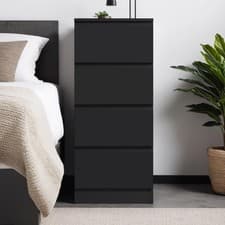 Image of 4 Drawer Chest of Drawers Scandinavian Handleless Bedroom Furniture Matt Black