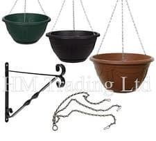 Image of Wall Mounted Metal Bracket / Plastic Hanging Basket Plant Pot Planter Garden