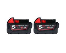 Image of Milwaukee M18B5 Battery 5Ah 18V Fuel Red Lithium-Ion - Pack of 2