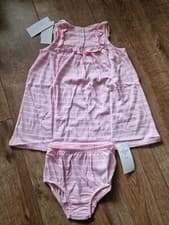 Image of Polo Ralph Lauren Baby Pink & White Stripes Dress Size 18 Months 2 Pieces New