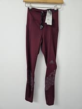 Image of Adidas OTR AEROREADY Reflective Running Leggings Maroon 2XS 7/8 High Rise