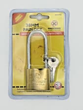 Image of 32mm / 38mm / 50mm Long Shackle Large Loop Brass Security Padlock + 3 Keys