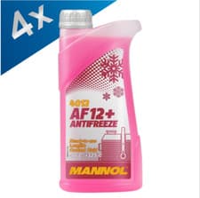 Image of 4x Mannol AF12+ Red Antifreeze/Coolant -40°C Ready Mixed Longlife 4012 1L