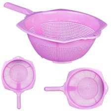 Image of Plastic Colander Strainer Kitchen Drainer With Handle Food Rice Pasta Fruit Veg