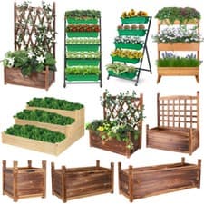 Image of Mothproof Wooden Raised Garden Bed Large Elevated Planter Flower Bed Growing Box