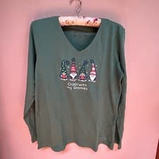 Image of New Life Is Good Chillin' with my Gnomies Fam Long Sleeve Crusher T-Shirt Large