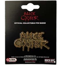 Image of Alice Cooper gold logo pin badge