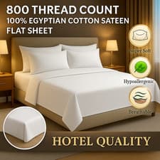 Image of DtexHomes Luxury Flat Sheet 800 Thread Count 100% Egyptian Cotton AllSizes-White